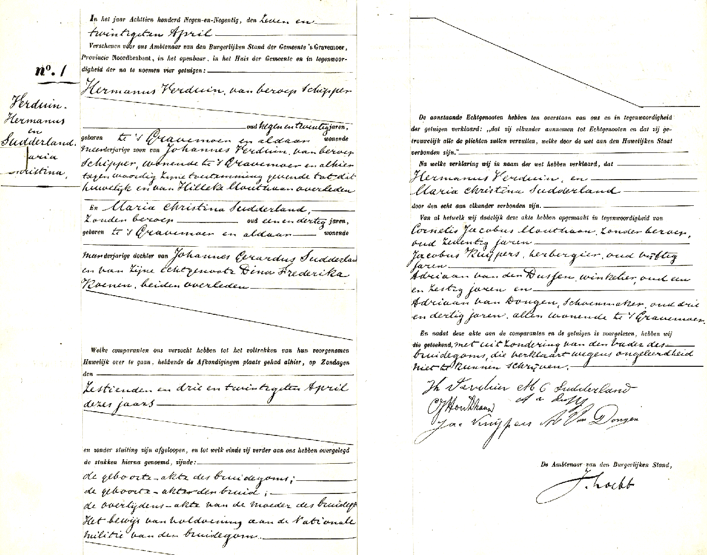 18990427 huw akte 1 Hermanus Verduin - Maria Christina Sudderland